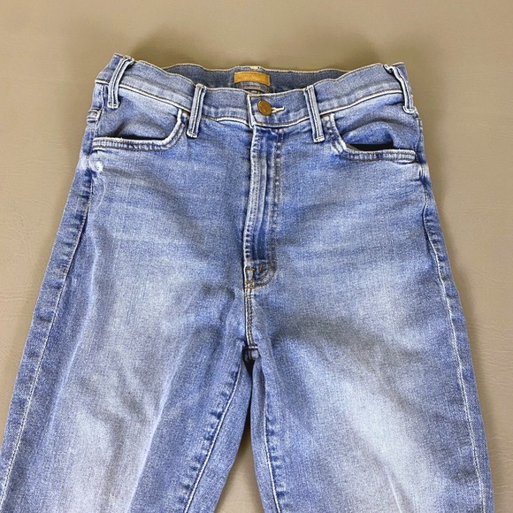 MOTHER The Hustler Ankle Fray Jeans Womens 26 Blue Distressed Ripped Flare Denim - Picture 2 of 13